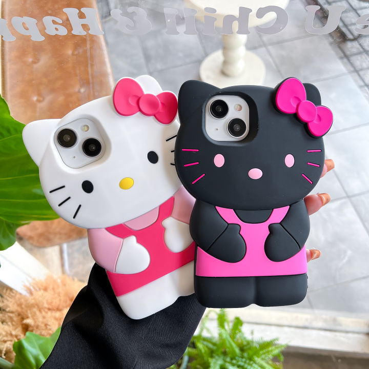 3D Bowknot Hello Kitty for Samsung Galaxy S24 Ultra S23 Plus S22 S21 S20 FE S24 Plus Color Cartoon Silicon Back Soft Phone Case