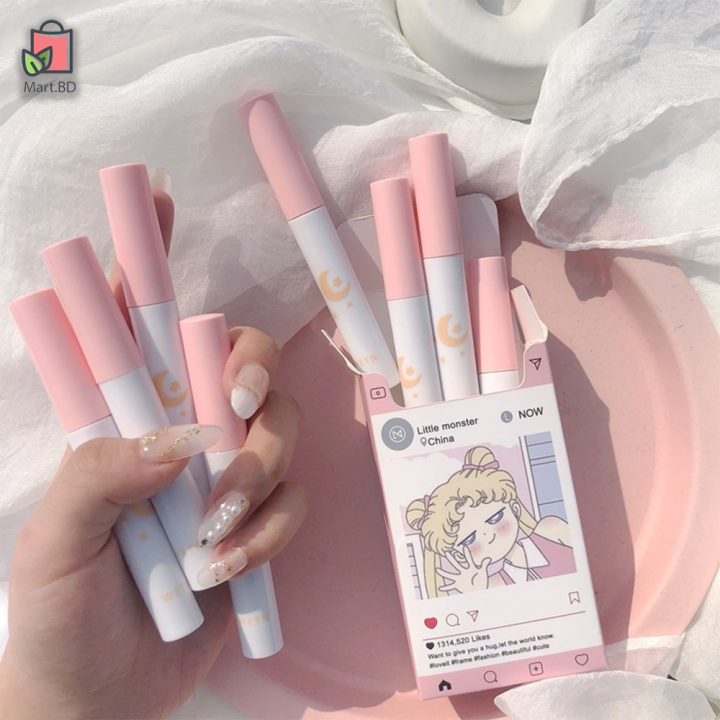 8 Pcs/set of Cigarete tube lip glaze set matte white lipstick student gift Lipstick set- 8 color/set Box