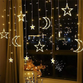 1Set 3.5M Decorative Starry String Curtain Ramadan Lights Moons and Stars LED Night Light Ramadan Decorations for Ramadan Home Decoration Party. 