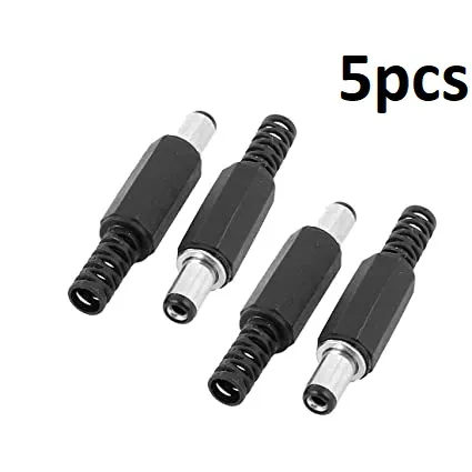 5pcs%202.1mm%20MALE%20POWER%20JACK%205V%2012V%20DC%20Jack%20Male%20DC%20Power%20Jack%202.1mm%20Plug%20Power%20Supply%20Jack%20Adapters%202.1%C3%975.5mm%20For%20LED%20Strips%20Cable%20Barrels%20Adapters%20-%20Image%202