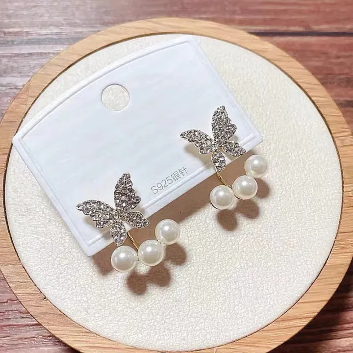 New%20Elegant%20Crystal%20Butterfly%20Back%20Hanging%20Pearl%20Earrings%20Korean%20Fashion%20Jewelry%20for%20Woman%20Girls%20Accessories%20-%20Image%203