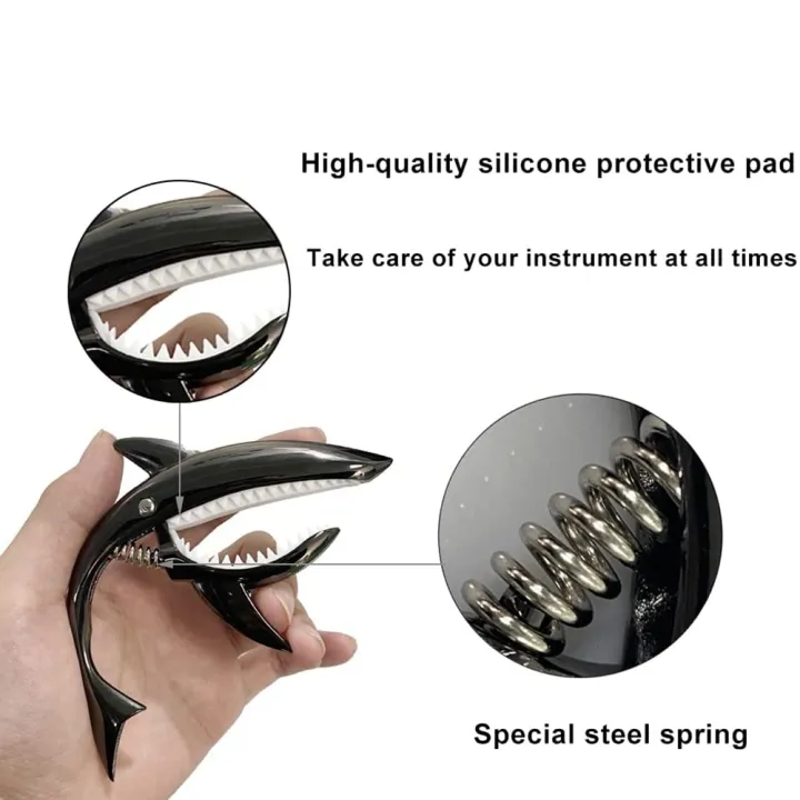 Shark%20Guitar%20Capo%20Zinc%20Alloy%20Capo%20with%20Pick%20,Silver%20-%20Image%208