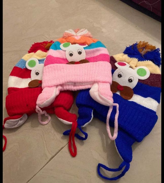 Baby%20Winter%20Warm%20Wool%20Fabric%20Woolen%20Beautifull%20Tie%20Cap%20for%20Kids%20-Boy's%20&%20Girl's%20-%20Image%204