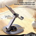 Aluminium Phone Stand 360 Degrees Rotating Multi-functional Folding Portable Support Stand For Ipad Tablet Universal New Metal Desk Table Top Mobile Holder.