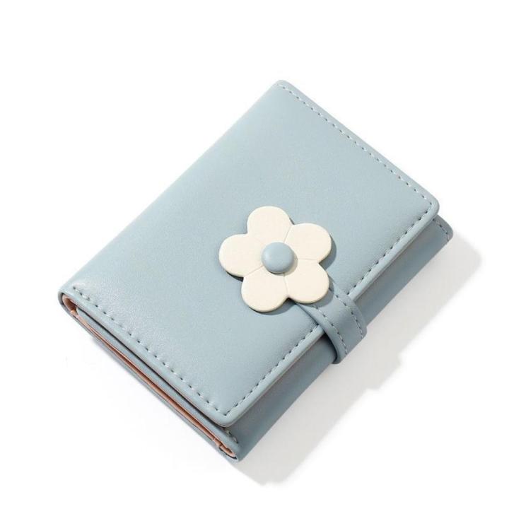 Girls' ID Card Window Wallet Three-fold Cash Bag With Card Slots For Women Small PU Leather Wallet For Women Women's Cash Bag With Card Coin Compartments Flower Printed Wallet For Girls