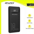 Awei P168K 22.5W Fast Charging Power Bank with LCD Display and 10000mAh Capacity – Color family: Black & White. 