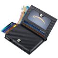 Carbon Fiber Leather Business Metal Aluminum Wallet for Men RFID Blocking 100% Genuine Leather Slim Pop Up Card Holders. 