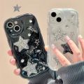 Korean 3D Glitter Star Sparkling Diamond Transparent Phone Case For iPhone 15 Pro Max 13 12 14 Pro 11 XS XR Cute Y2K Clear Cover. 
