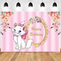 120x80cm Disney Marie Aristocats Backdrop Marie Cat Baby Shower Girl Birthday Party Vinyl Photography Background Photo Wall. 
