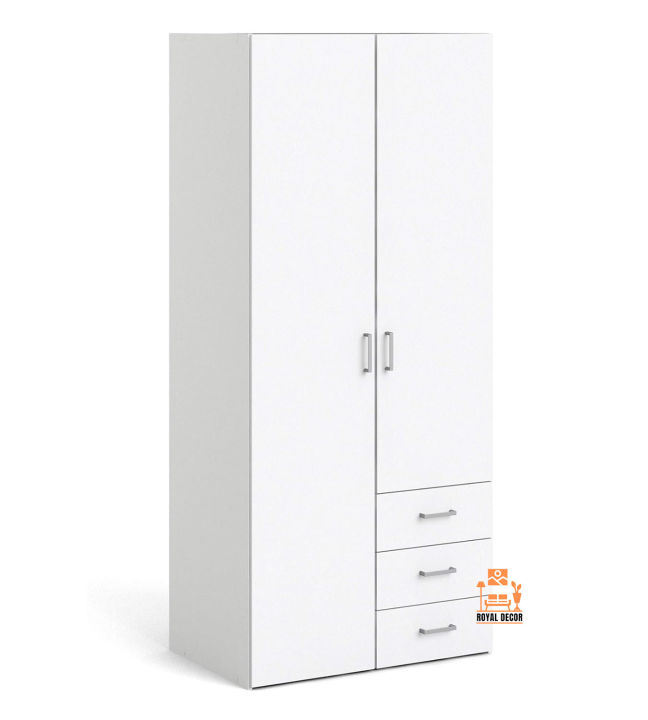 Royal%20Decor%202%20Door%203%20Drawer%20Almirah%20Wardrobe%20with%20Shelf%20and%20Hanging%20Rail%20Clothes%20Storage%20Cupboards%20Unit%20for%20Bedroom%20Furniture%2070%20*%2030%20*%2016%20inch-%20White%20Finish.%20-%20Image%204