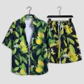 Printed Shirt Hainan Island Clothing Beachwear Sanya Xiaowei Style Thailand Travel Men and Women Couple Summer Thin Suit Fashion. 