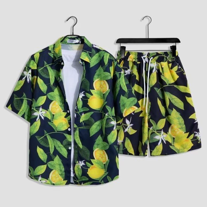 Printed%20Shirt%20Hainan%20Island%20Clothing%20Beachwear%20Sanya%20Xiaowei%20Style%20Thailand%20Travel%20Men%20and%20Women%20Couple%20Summer%20Thin%20Suit%20Fashion%20-%20Image%203