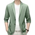 Formal Summer Suit Coat Business Coat Lapel Long Sleeves Double Buttons Straight Pockets Anti-wrinkle Solid Color Cardigan Loose. 