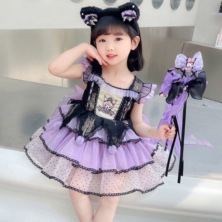 Kuromi clothing, girls princess summer new high-end Lolita children's dress, purple