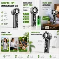 Mini rechargeable fan and Portable Handheld Turbo fan with LED Display, Cooling AC Fan X05 - 3000mAh Battery, Transparent Desk & Travel Fan for Office, Outdoor, Camping.