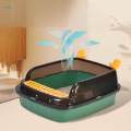 Open Top Pet Litter Tray Cat Sand Box Cats Litter Container Cat Litter Basin Green S. 