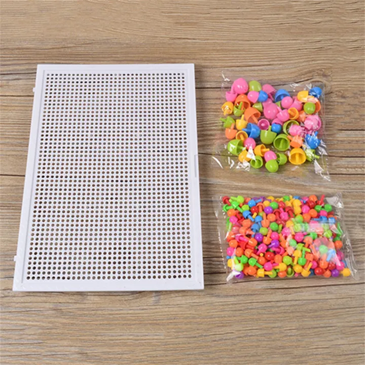 296Pcs%20Puzzle%20Multicolored%20Educational%20Plastic%20Mushroom%20Nail%20Mosaic%20Pegboard%20for%20Children%20-%20Image%203