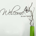 'Welcome To Our Home' Text Patterns Wall Sticker Home Decor Living Room Decals Wallpaper Bedroom Decorative Butterfly Stickers. 