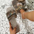 2023 Shoes for Women Summer Basic Women's Slippers High Quality Boho Women Slippers Women Metal Decoration Flat Sandals Zapatos.