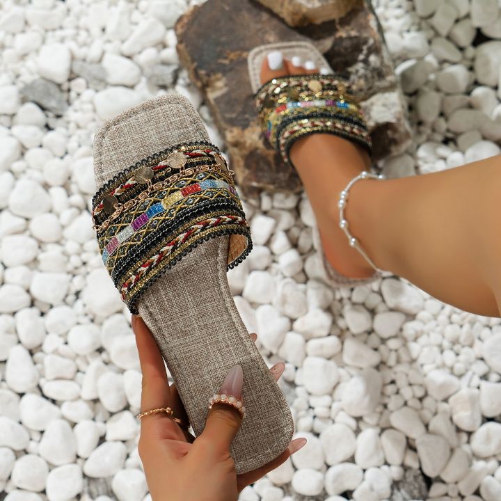 2023%20Shoes%20for%20Women%20Summer%20Basic%20Women's%20Slippers%20High%20Quality%20Boho%20Women%20Slippers%20Women%20Metal%20Decoration%20Flat%20Sandals%20Zapatos%20-%20Image%202