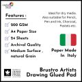 BRUSTRO Artist Drawing Glued Pad, 200 Gsm, A4-24 Sheets.
