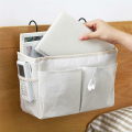 Bedside hanging bag storage bag bedroom magazine storage bag White.