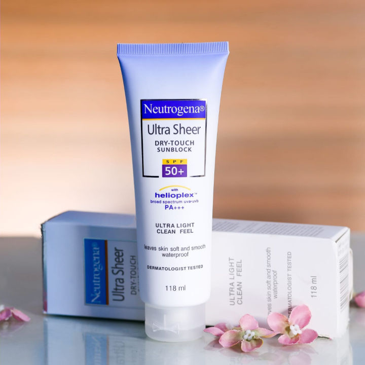 Neutrogena Ultra Sheer Dry Touch Sunblock, SPF 50+ sunscreen for men and womenBroad spectrum SPF 50+ protection against UVA UVB rays. Formulation : LotionNeutrogena Ultra Sheer Dry Touch Sunblock is Dermatologist TestedNeutrogena Ultra Sheer
