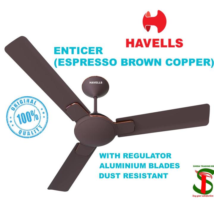 HAVELLS ENTICER 900MM / 36 INCH Decorative, Dust Resistant, High Speed Ceiling Fan (Espresso Copper Brown))
