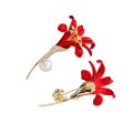 Red lily brooch Simple Rhinestone Big Brooch Pin / Women's brooches party pins Badge for girls Light proo..