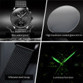 OLEVS Minimalist Design Multifunction Chronograph Watch For Men Waterproof Luminous Calendar Stainless steel strap / Milanese steel strap 2886.