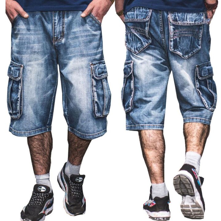 Jeans%20Men%20Summer%20Modis%20Multi-Pocket%20Men's%20Blue%20Denim%20Shorts%20Streetwear%20Loose%20Large%20Size%20Straight%20Denim%20Shorts%20Size%2030-46%20-%20Image%203