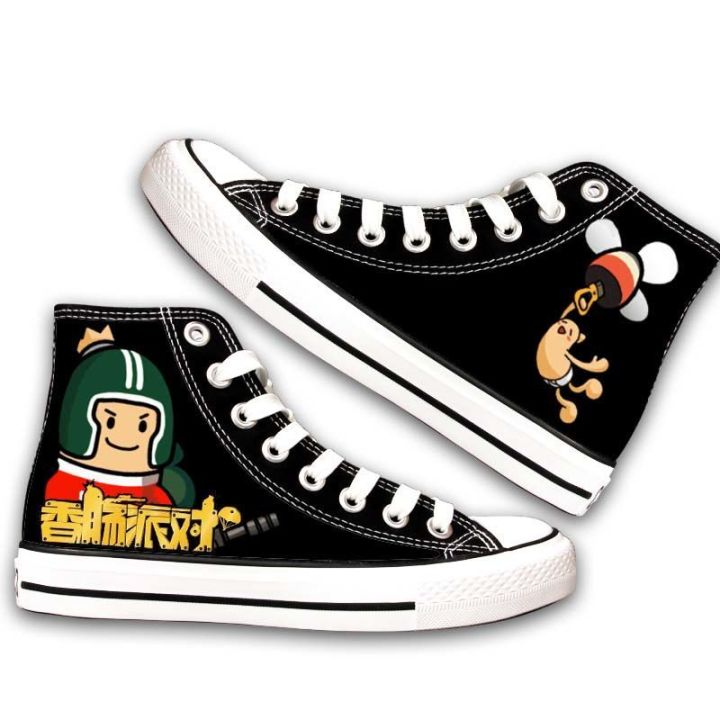 Sausage%20Party%20Surrounding%20the%20Game%20High-Top%20Canvas%20Shoes%20Male%20and%20Female%20Primary%20and%20Secondary%20School%20Students%20Eat%20Chicken%20Cute%20Graffiti%20Stylish%20Sneaker%20-%20Image%205