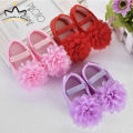 (New) baby girl chiffon shoes flower elastic baby walking shoes wild soft bottom solid infant newborn infant shoes.