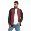 Masculine Knitted bombers jacket - Maroon. 