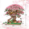 Cherry Blossom Tree House Building Blocks Compatible with Lego Small Micro Particle Adult Assembly Woodblock Toys and Gifts. 