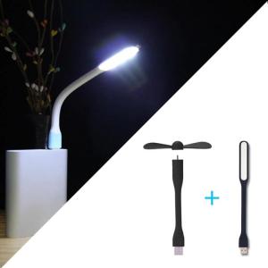 Bornilshop 2 in 1 USB Fan-LED Light Flexible Portable Mini Fan USB LED Light Lamp For Power Bank ,Laptop by Mix
