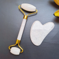 2Pcs/Set Rose Resin Natural Jade Massage Spa Roller + Guasha Board Scrapers Plate For Face Body Relaxation Anti-Aging Skin Massage. 