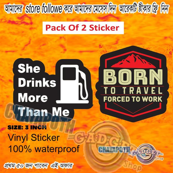 2 pcs Bike Sticker Born to travel StickR With Free Giftt For Store Follower