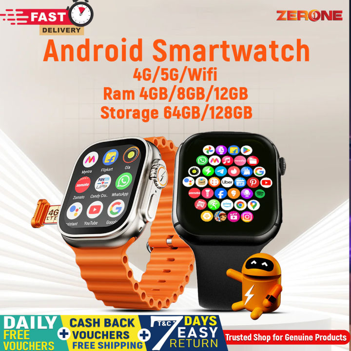 Android Smart Watch 4G/5G LTE | 12GB+256GB | Dual Camera with Rotary ...