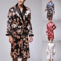 Fashion Men Satin Chinese Style Big Dragon Kimono Embroidery Simulation Silk Bathrobe Pajamas Sleepwear Gown Bath Robe Nightwear. 