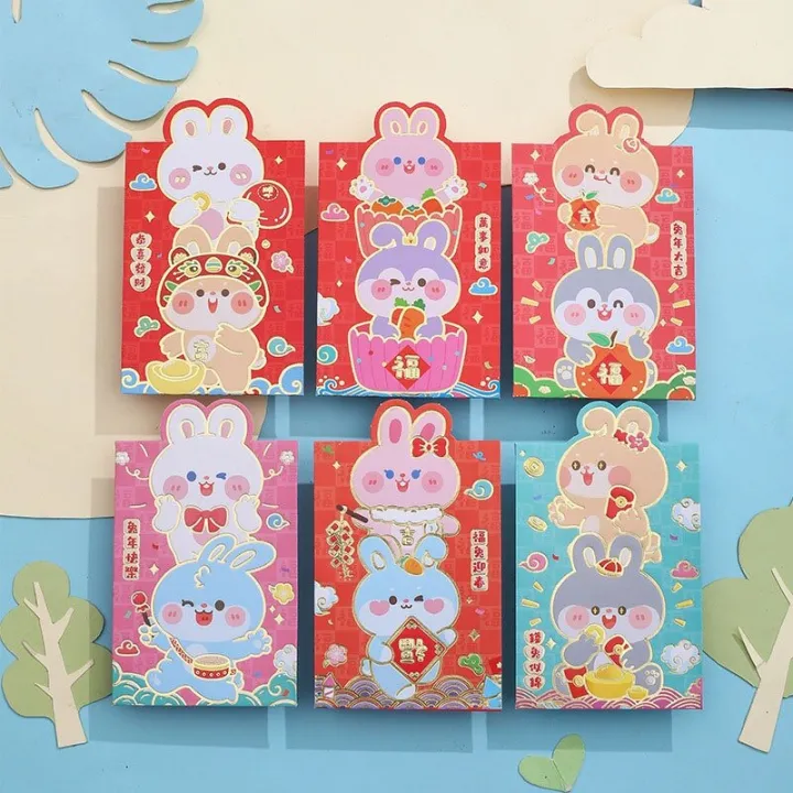 Houseeker%206pcs%20Red%20Envelopes%20Rabbit%20Year%20Hongbao%20Cartoon%20Money%20Packing%20Bag%20Spring%20Festival%20Childrens%20Gift%202023%20New%20Year%20Red%20Pocket%20-%20Image%202