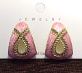 Elegant Pink & Gold Geometric Earrings for Women – Modern & Classy Design. 