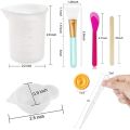 43PCS Resin Mixing Tool Kit - Silicone Measuring Cups for Epoxy Resin Silicone Mixing Cups,Silicone Brushes,Pipettes,Ect. 