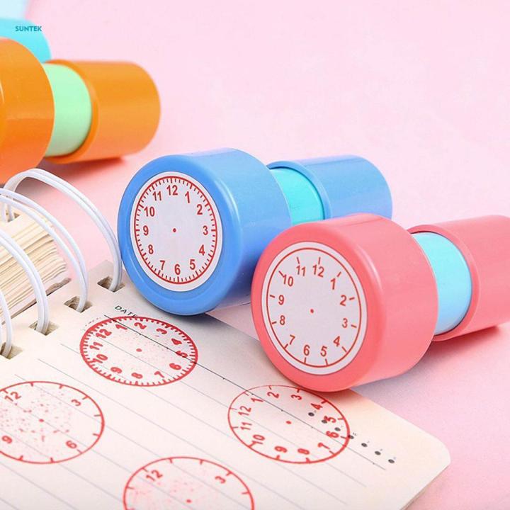 Clock Stamp Set Self Inking Clock Stamps Teaching Aids Learning Educational for Albums and Scrapbooks Grading Prizes Preschool Children Kids