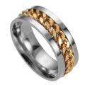 Rotatable chain Rings For Men (Golden Chain) Spinner Ring Stainless Steel Chain Ring.