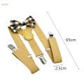 Kids Suspenders with Bow Tie Solid Color Suspenders Y Shaped Tuxedo Suspenders Party.
