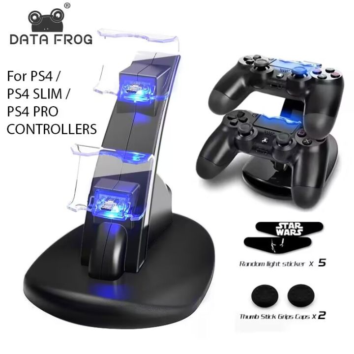 DATA FROG Controller Charger For PlayStation LED Dual USB