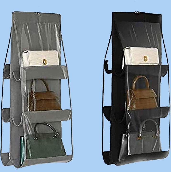 6%20Pocket%20Foldable%20Hanging%20Bag%203%20Layers%20Folding%20Shelf%20Bag%20Purse%20Handbag%20Organizer%20With%20free%20Hanger%20-%20Image%202