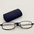 Retractable Folding reading glasses men's anti-blue light metal frame Foldable Readers Presbyopia Glasses lighter case +1.5.