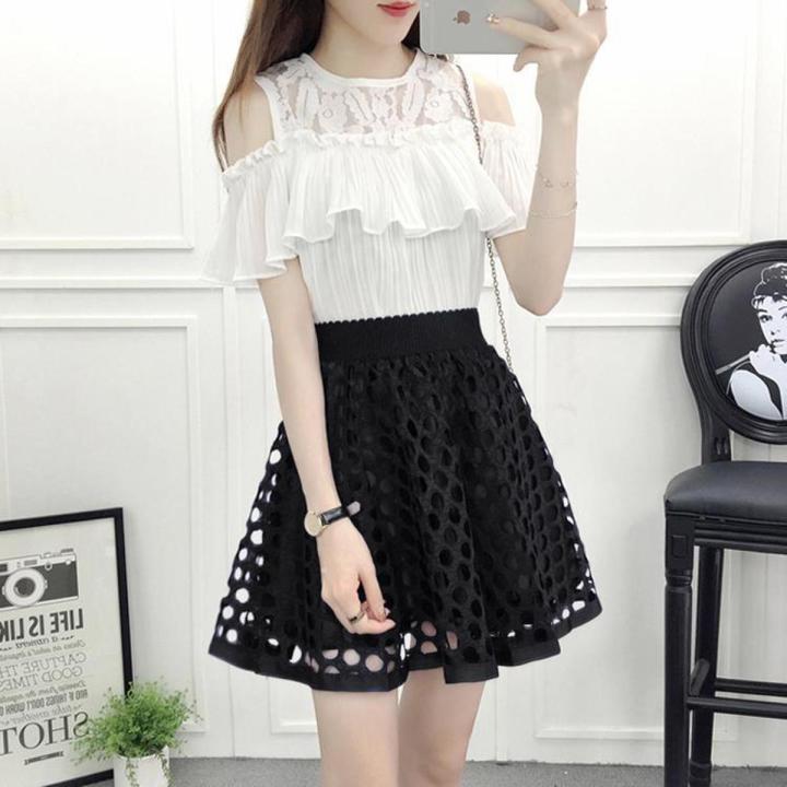 Korean Lace Mesh Over Skirt 2023 Spring/Summer Korean Women's Long